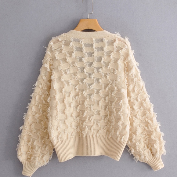 tassel button up knit cardigan - Picture 2 of 2